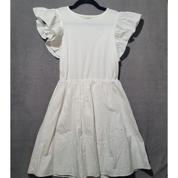 En Saison Dresses & Skirts - En Saison White Summer Dress Knee-Length Ruffle Sleeve Size XS NWOT